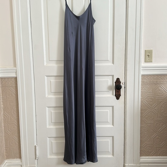 VACANCES Silk Slip Maxi Bias Cut Dress Grey Small - Picture 4 of 9